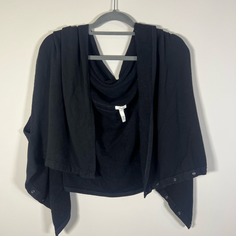 Soma Black Knit Shawl Wrap with Button Accents One‎ Size Cozy Comfy